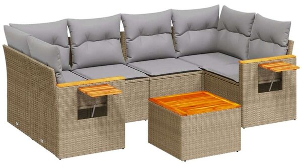 VidaXL Polyrattan Kerti Ülőgarnitúra - 7 részes - Bézs