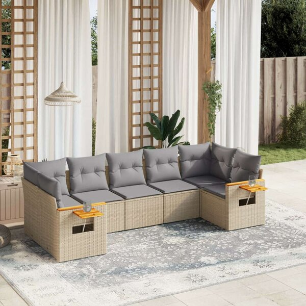 VidaXL Polyrattan Kerti Ülőgarnitúra - 7 részes - Bézs
