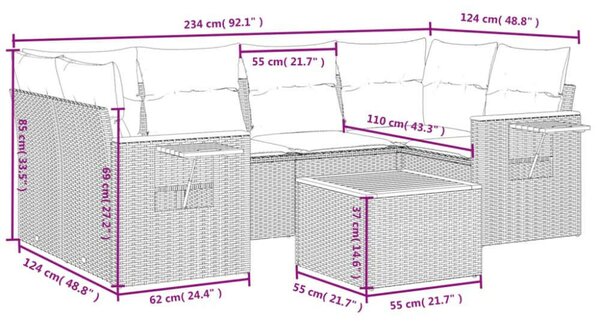 VidaXL Polyrattan Kerti Ülőgarnitúra - 7 részes - Bézs