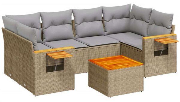 VidaXL Polyrattan Kerti Ülőgarnitúra - 7 részes - Bézs