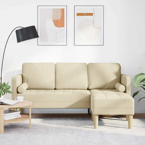 VidaXL Kanapé Szett Krémszínű 173 x 131 x 67 cm szövet