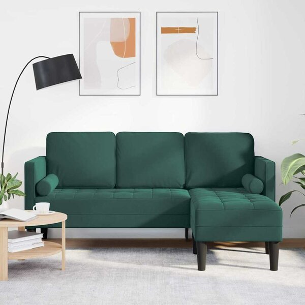 VidaXL Kanapé Szett Sötétzöld 173 x 131 x 67 cm Bársony