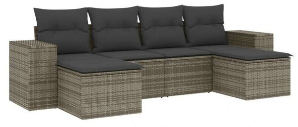 Polyrattan Kerti Ülőgarnitúra - 6 részes - Szürke