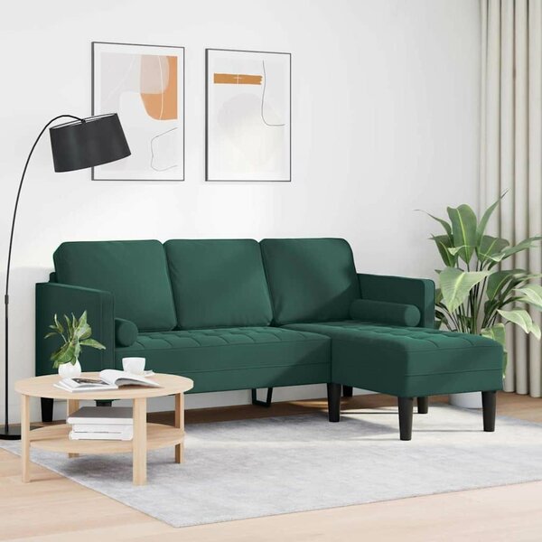 VidaXL Kanapé Szett Sötétzöld 173 x 131 x 67 cm Bársony