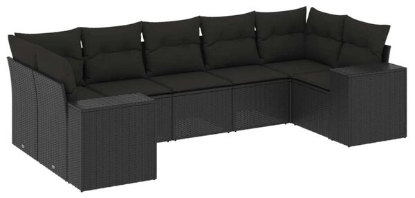 VidaXL Polyrattan Kerti Ülőgarnitúra - 7 részes - Fekete