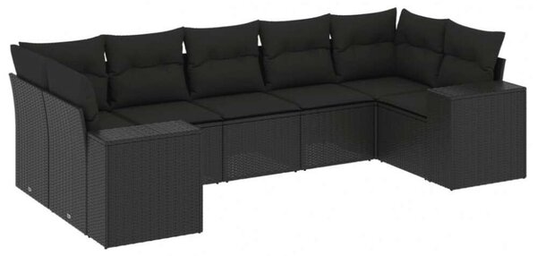 VidaXL Polyrattan Kerti Ülőgarnitúra - 7 részes - Fekete