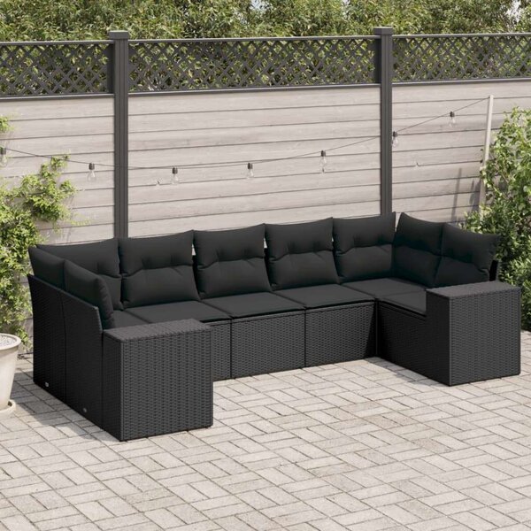 VidaXL Polyrattan Kerti Ülőgarnitúra - 7 részes - Fekete