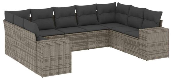 VidaXL Polyrattan Kerti Ülőgarnitúra - 9 részes - Szürke