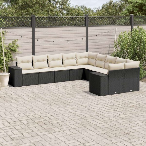 VidaXL Polyrattan Kerti Ülőgarnitúra - 10 részes - Fekete