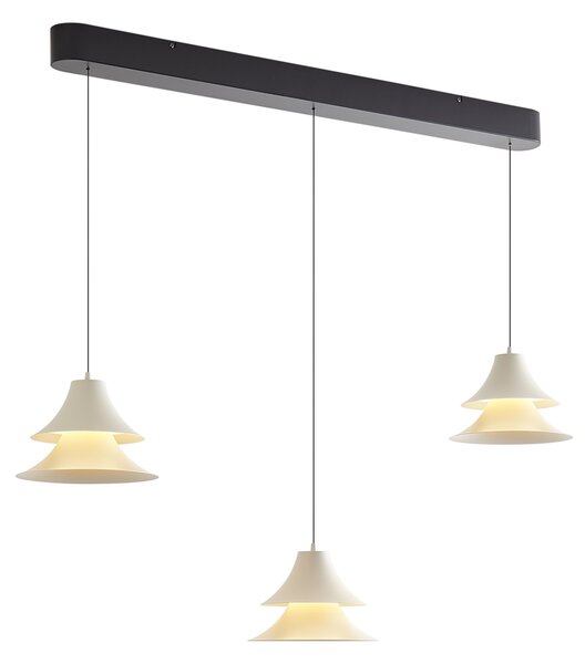 Fekete függőlámpa bézs színnel, LED-del, 3 lépésben dimmelhető, 3 izzós, Easylift - Witch