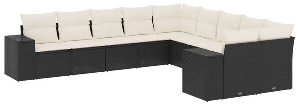 VidaXL Polyrattan Kerti Ülőgarnitúra - 10 részes - Fekete