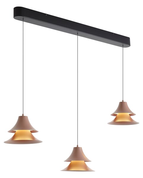 Fekete függőlámpa mokkaszínnel, LED-del, 3 lépésben dimmelhető, 3 izzós, Easylift - Witch