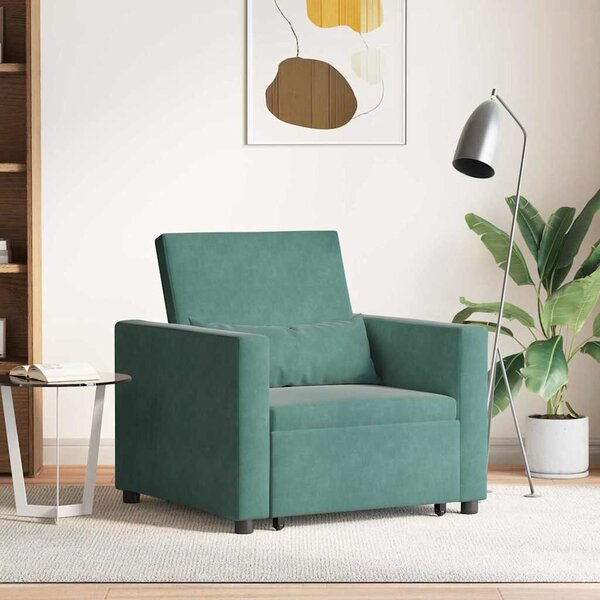 VidaXL Egyszemélyes kanapéágy Sötétzöld 90 x 165 x 87 cm Bársony