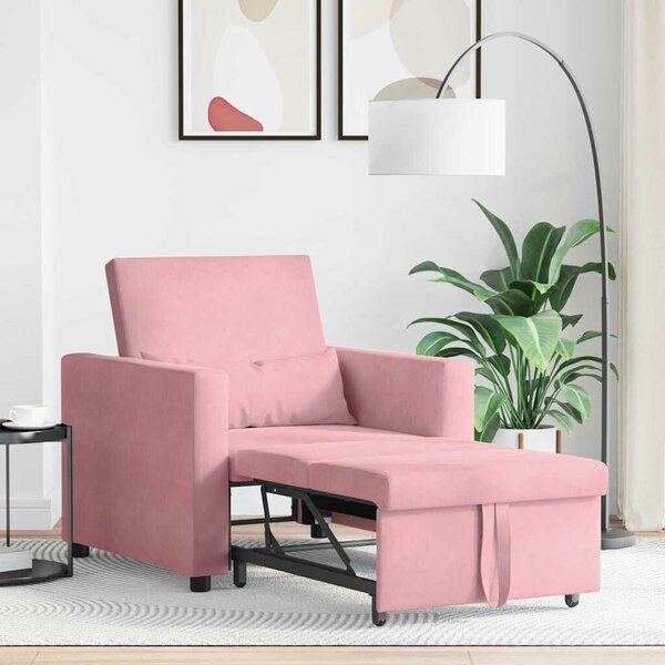 VidaXL Egyszemélyes kanapéágy light pink 90 x 165 x 87 cm Bársony