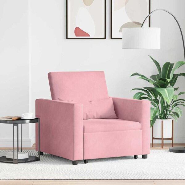 VidaXL Egyszemélyes kanapéágy light pink 90 x 165 x 87 cm Bársony