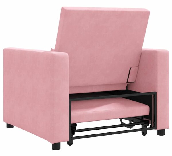 VidaXL Egyszemélyes kanapéágy light pink 90 x 165 x 87 cm Bársony