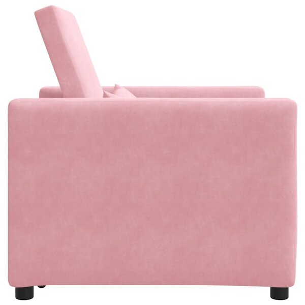 VidaXL Egyszemélyes kanapéágy light pink 90 x 165 x 87 cm Bársony