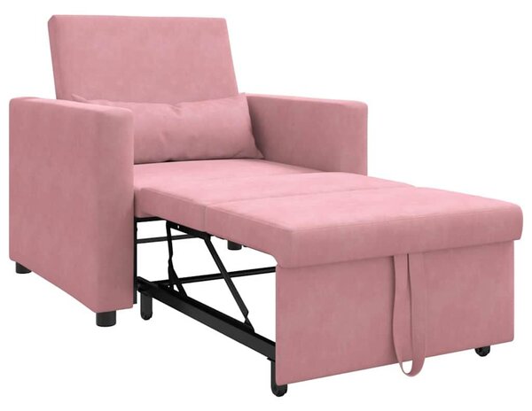 VidaXL Egyszemélyes kanapéágy light pink 90 x 165 x 87 cm Bársony