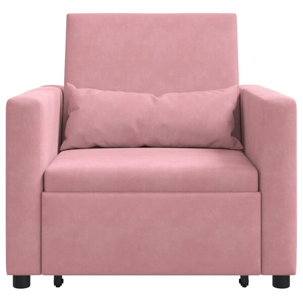 VidaXL Egyszemélyes kanapéágy light pink 90 x 165 x 87 cm Bársony