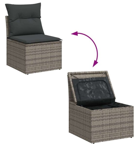 Polyrattan Kerti Ülőgarnitúra - 10 részes - Szürke