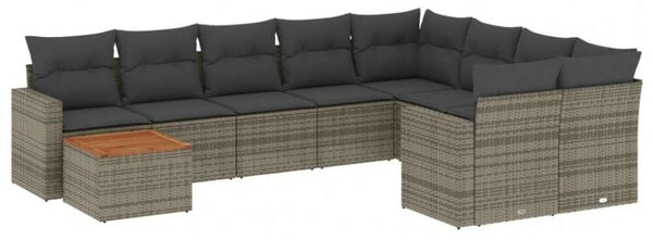 Polyrattan Kerti Ülőgarnitúra - 10 részes - Szürke