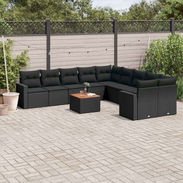 VidaXL Polyrattan Kerti Ülőgarnitúra - 11 részes - Fekete