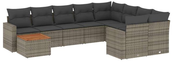 Polyrattan Kerti Ülőgarnitúra - 10 részes - Szürke