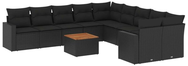 VidaXL Polyrattan Kerti Ülőgarnitúra - 11 részes - Fekete