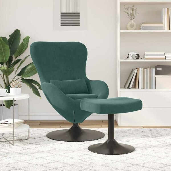 VidaXL Tojásfotel 2 pcs Sötétzöld 63 x 73 x 90 cm Bársony
