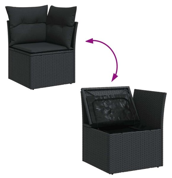 VidaXL Polyrattan Kerti Ülőgarnitúra - 11 részes - Fekete