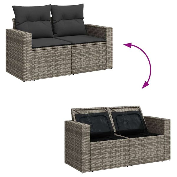 VidaXL Polyrattan Kerti Ülőgarnitúra - 9 részes - Szürke