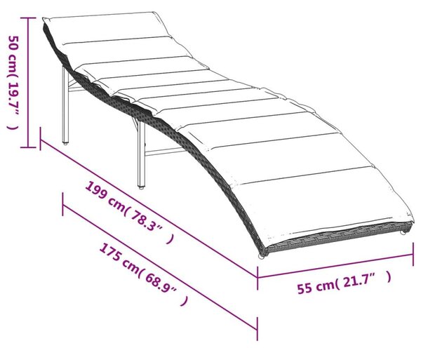VidaXL Napozóágy - Polyrattan - 199 cm