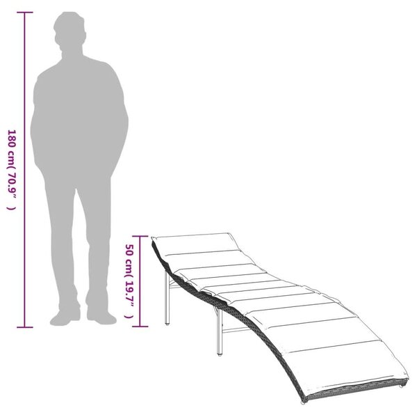 VidaXL Napozóágy - Polyrattan - 199 cm