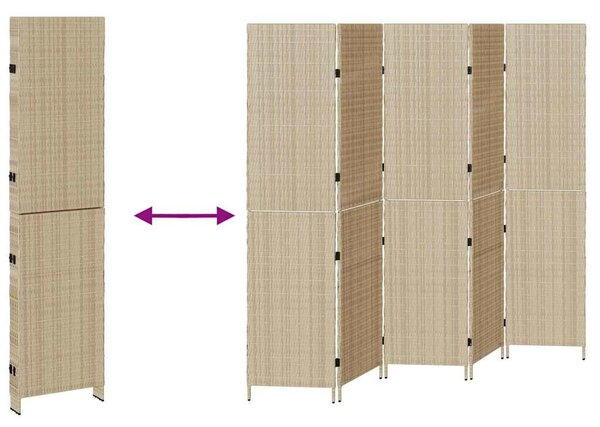 VidaXL Szobaelválasztó Összecsukható Kézi Bézs 245 x 180 cm polirattan