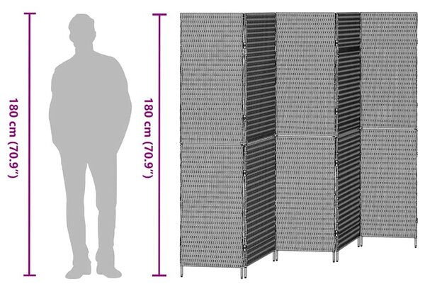 VidaXL Szobaelválasztó Összecsukható Kézi Bézs 245 x 180 cm polirattan