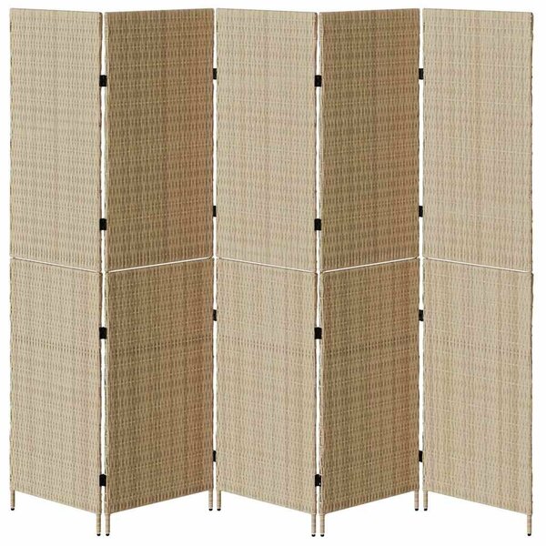 VidaXL Szobaelválasztó Összecsukható Kézi Bézs 245 x 180 cm polirattan