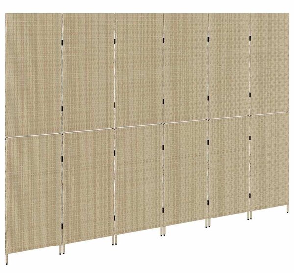 VidaXL Szobaelválasztó Bézs 292 x 180 cm polirattan