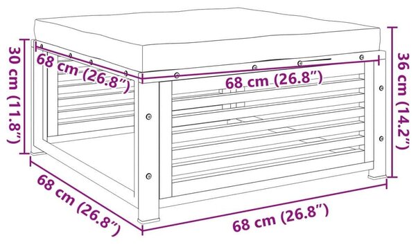 VidaXL Akácfa Kerti Lábzsámoly - 68x68x30 cm