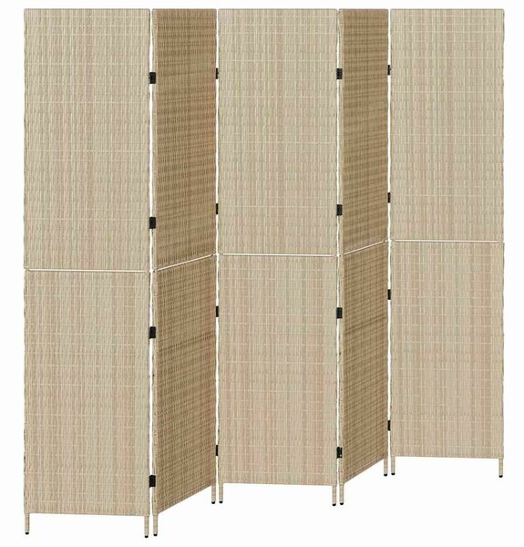 VidaXL Szobaelválasztó Összecsukható Kézi Bézs 245 x 180 cm polirattan