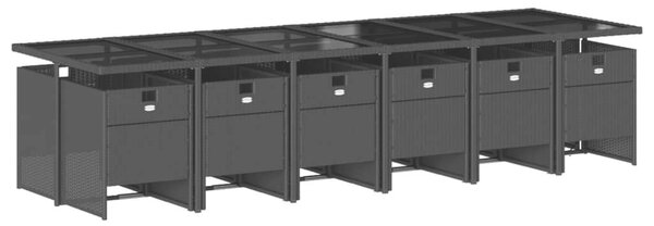 VidaXL 13 részes fekete polyrattan kerti ülőgarnitúra párnákkal
