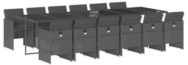 VidaXL 13 részes fekete polyrattan kerti ülőgarnitúra párnákkal