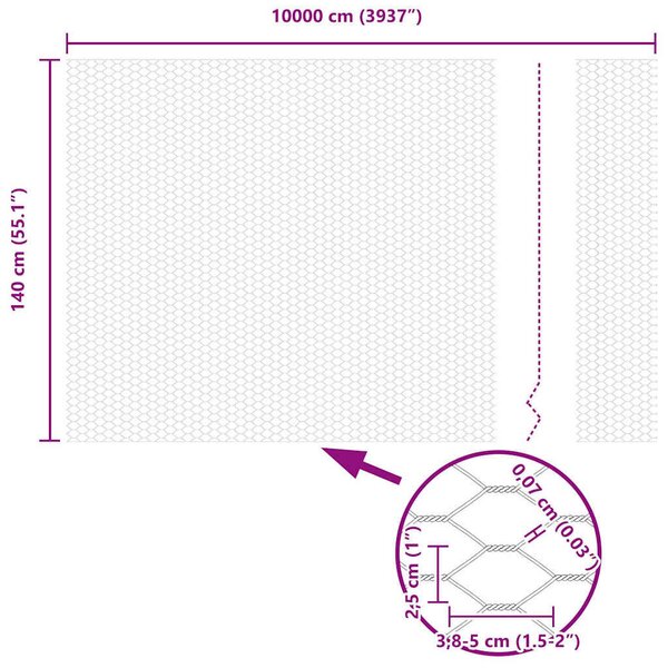 VidaXL Hexagon kerítés 1,4 x 100 m PVC Zöld