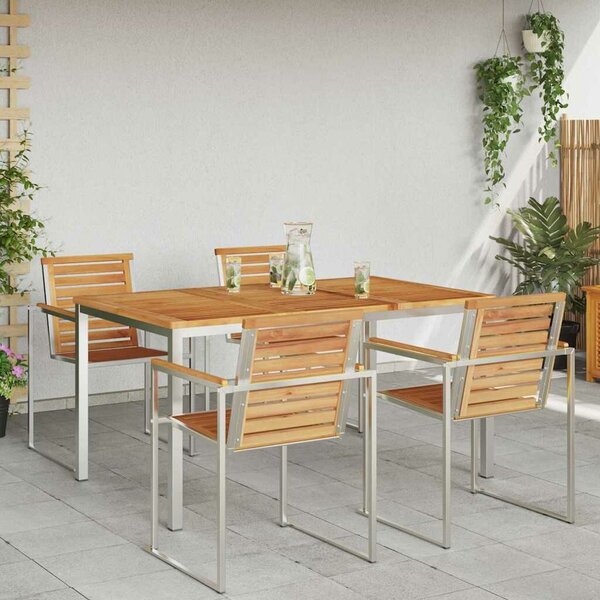 VidaXL Kültéri Étkezőasztal Barna 150 x 90 x 75 cm Tömör tíkfa