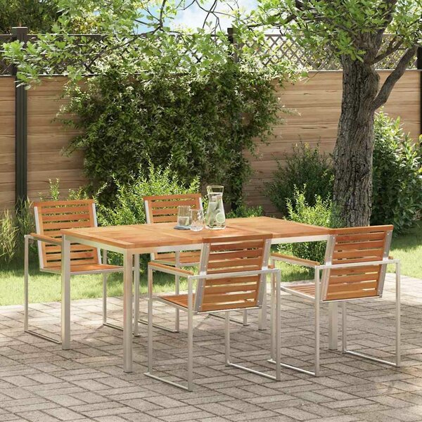 VidaXL Kültéri Étkezőasztal Barna 150 x 90 x 75 cm Tömör tíkfa
