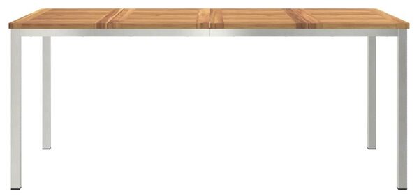 VidaXL Étkezőasztal 180x90x75 cm Szilárd akácfa és rozsdamentes acél