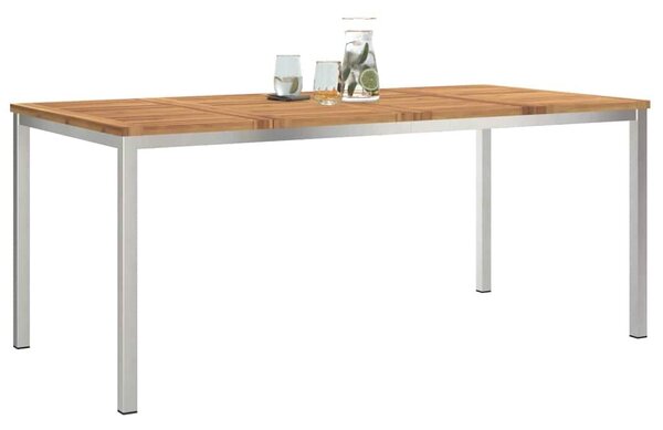 VidaXL Étkezőasztal 180x90x75 cm Szilárd akácfa és rozsdamentes acél