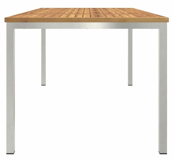 VidaXL Étkezőasztal 180x90x75 cm Szilárd akácfa és rozsdamentes acél