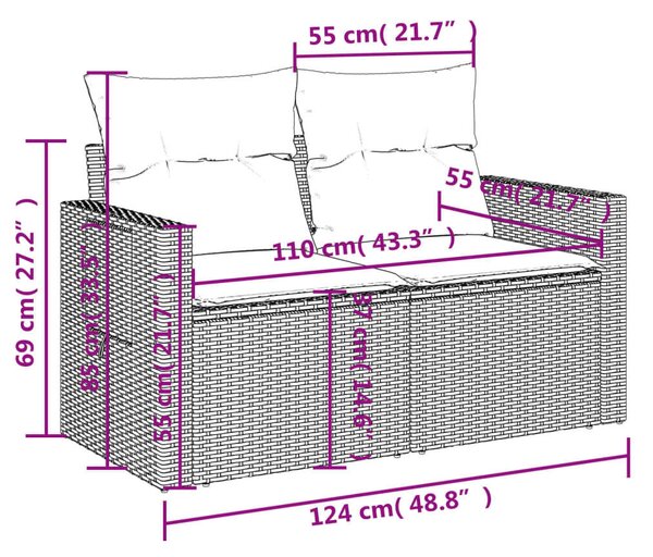 VidaXL Polyrattan Kerti Ülőgarnitúra - 11 részes - Fekete