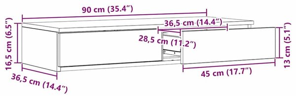 VidaXL Ágyfiókok fiókkal sonoma tölgy 90 x 36.5 x 16.5 cm Faanyag