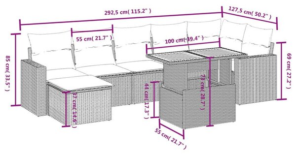 VidaXL Polyrattan Kerti Ülőgarnitúra - 8 részes - Bézs